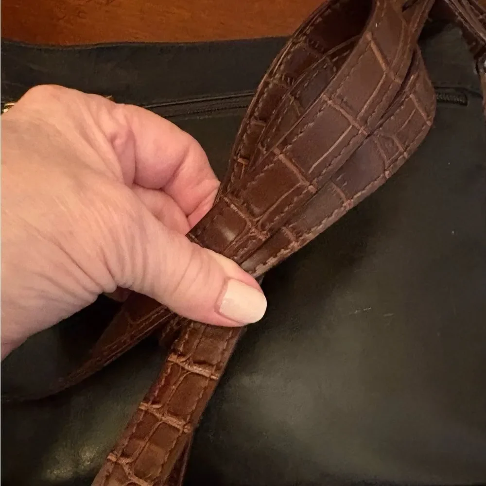 GIANI BERNINI - Florentine Glazed Leather Crossbody/Croco Faux Leather Trim EUC - Picture 11 of 16